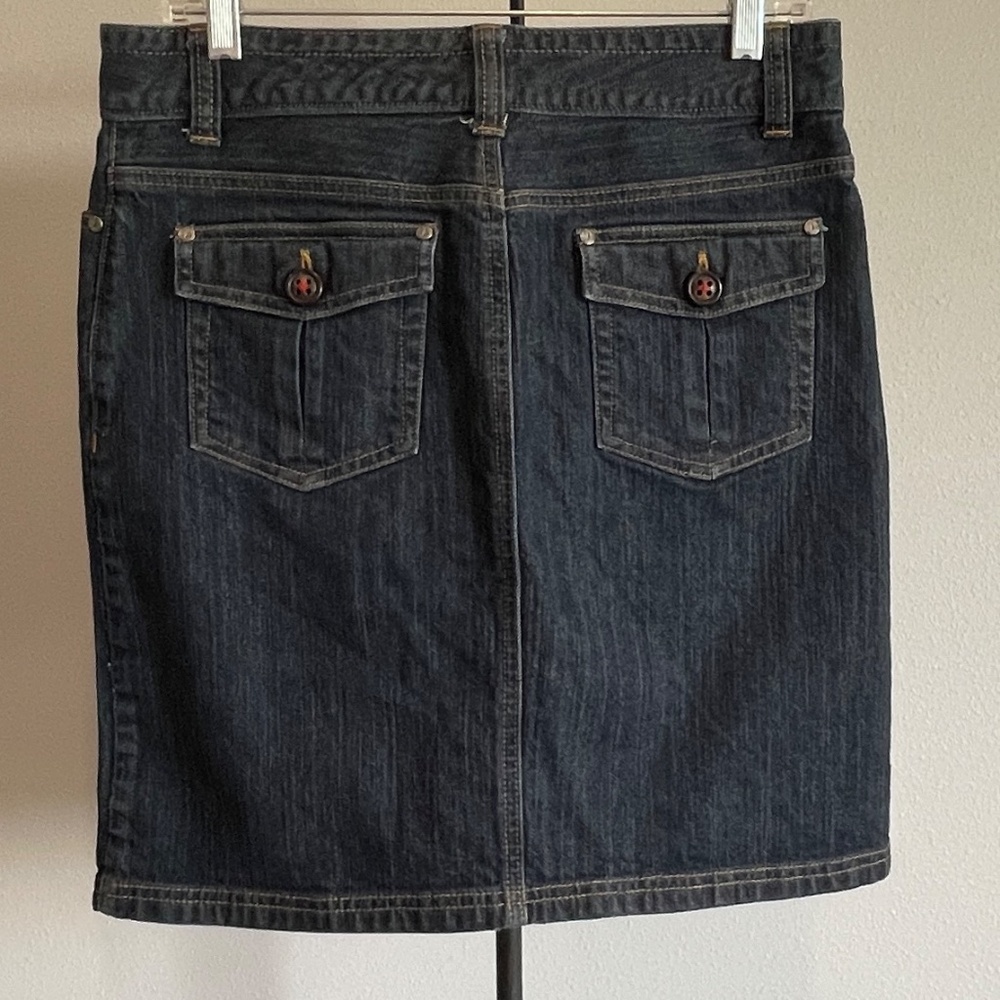 NEW Nautica Button Front Dark Denim Mini Short Skirt Size 8 NWOT